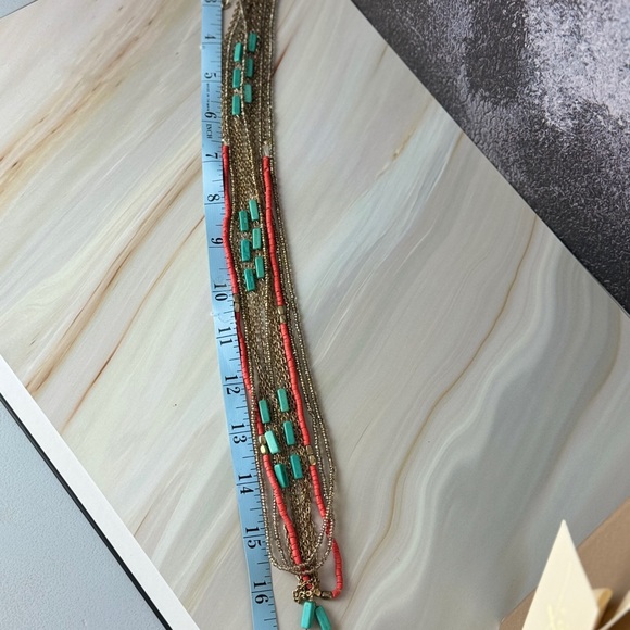 boho Faux Turquoise/coral Beaded Long Necklace - Picture 5 of 5